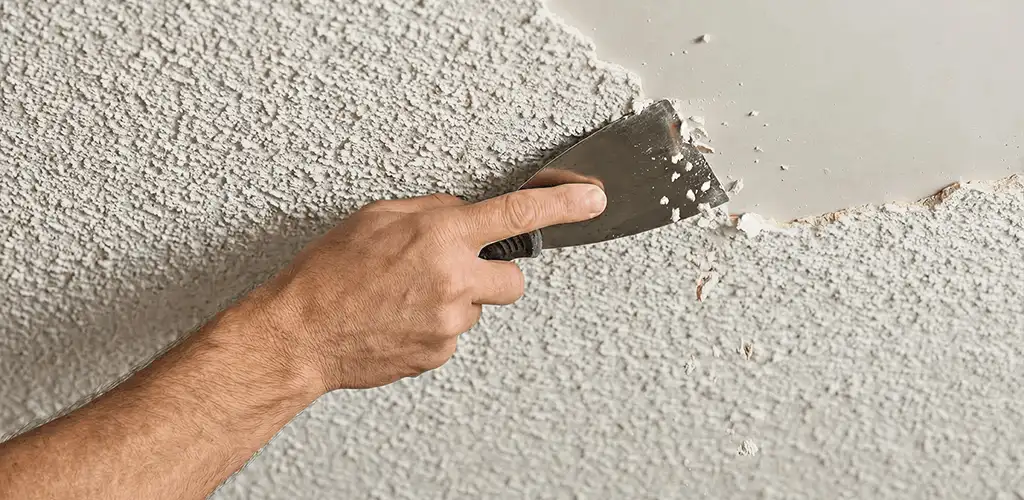 Popcorn ceiling removal scraping off textured ceiling finish in Madison, WI