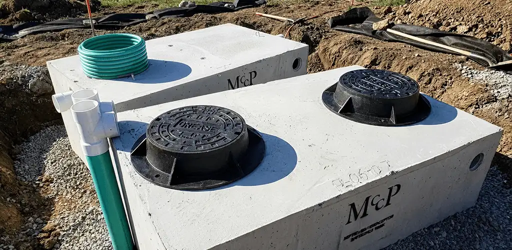 Grease trap installation unit set in place for drainage protection in Madison, WI