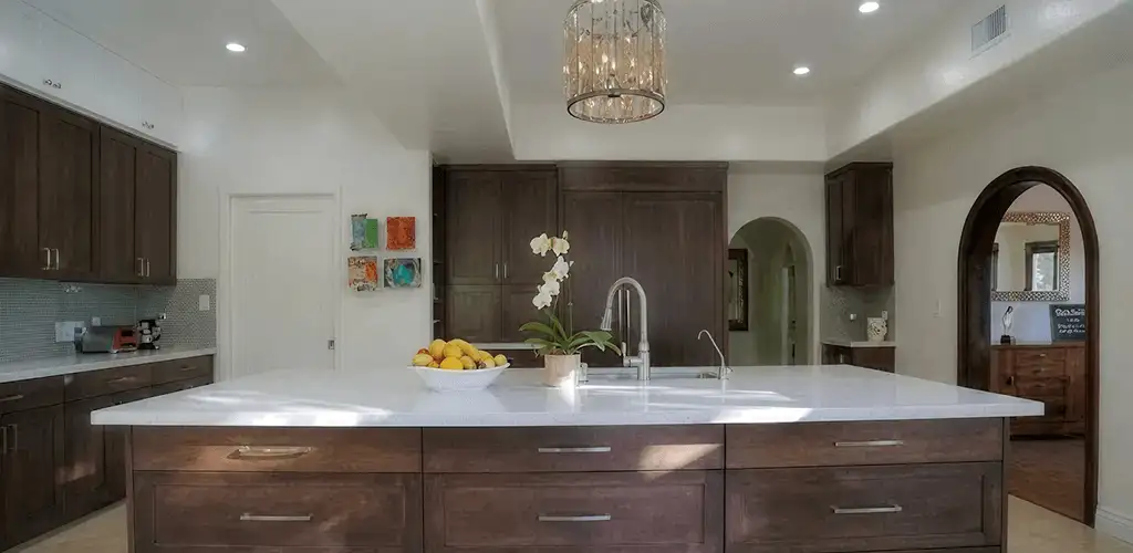 Cabinet refacing project with updated kitchen cabinets and island in Madison, WI
