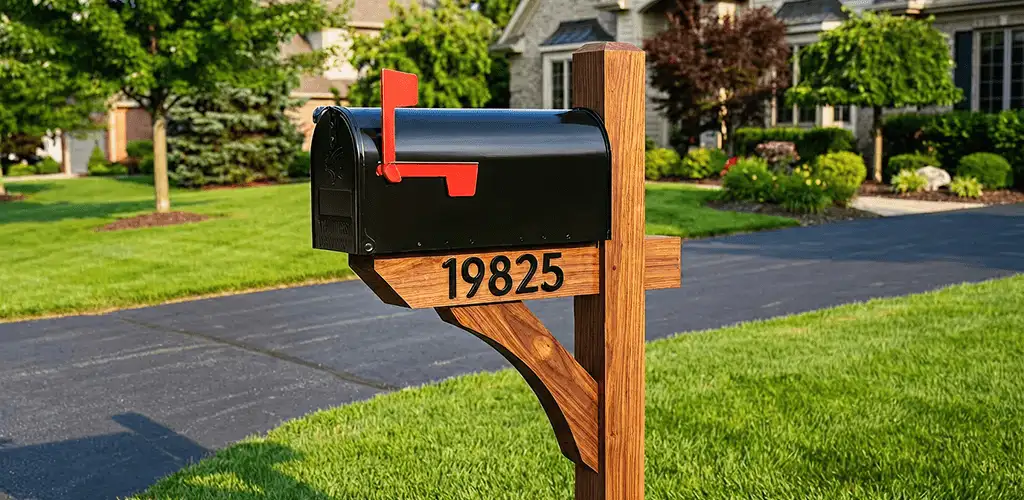 New mailbox installation with post and address number for a home in Madison, WI